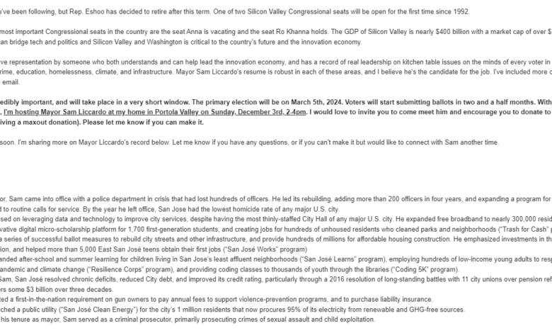 Email reveals former San Jose mayor’s bid for Congress
