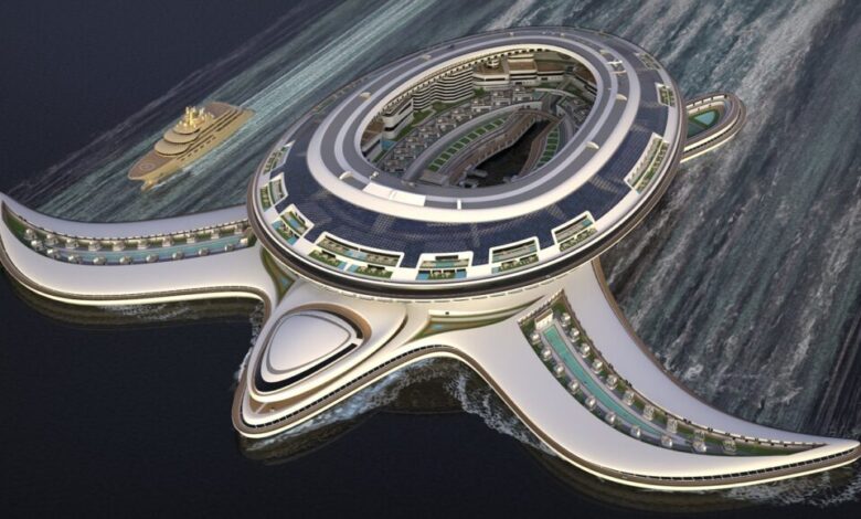 Saudi Arabia’s b turtle-shaped yacht would be a floating city that breaks records Saudi Arabia’s b turtle-shaped yacht would be a floating city that breaks records