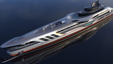 Shark-inspired  billion superyacht so big you need vehicle to get around