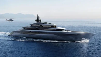 279-foot superyacht concept is a floating garage with a man cave