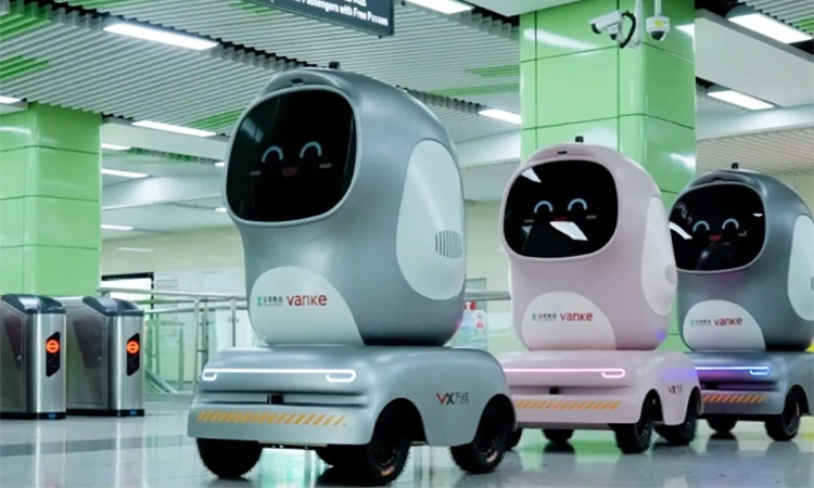 Robot giao hàng Trung Quốc tự động đi tàu điện ngầm