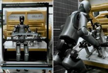 Robot hình người làm việc trong nhà máy ôtô ‘nghỉ hưu’