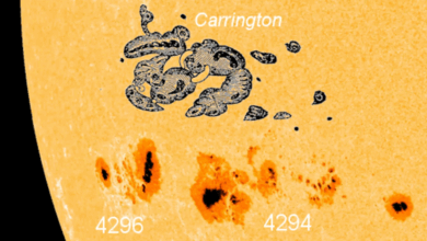 Cụm vết đen Mặt Trời khổng lồ hướng về phía Trái Đất