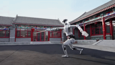 Robot hình người múa kiếm mừng năm mới